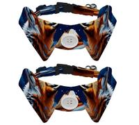 2 Pcs Adjustable Dog Cat Bow Tie, Fox Starry Sky, Comfortable Durable Pets Bowtie Collar with Bell for Small Dogs Cats Kitten Puppy