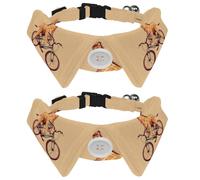 2 Pcs Adjustable Dog Cat Bow Tie, Funny Giraffe Riding Bicycle, Comfortable Durable Pets Bowtie Collar with Bell for Small Dogs Cats Kitten Puppy