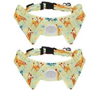2 Pcs Adjustable Dog Cat Bow Tie, Giraffes Butterflies Flower, Comfortable Durable Pets Bowtie Collar with Bell for Small Dogs Cats Kitten Puppy