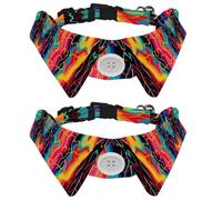 2 Pcs Adjustable Dog Cat Bow Tie, Heart Beat Colorful, Comfortable Durable Pets Bowtie Collar with Bell for Small Dogs Cats Kitten Puppy
