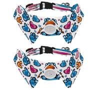 2 Pcs Adjustable Dog Cat Bow Tie, Hearts Dog Paw, Comfortable Durable Pets Bowtie Collar with Bell for Small Dogs Cats Kitten Puppy