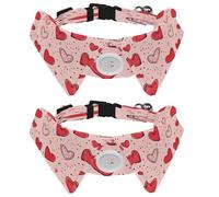2 Pcs Adjustable Dog Cat Bow Tie, Hearts Pattern, Comfortable Durable Pets Bowtie Collar with Bell for Small Dogs Cats Kitten Puppy