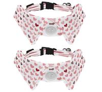 2 Pcs Adjustable Dog Cat Bow Tie, Hearts Pattern, Comfortable Durable Pets Bowtie Collar with Bell for Small Dogs Cats Kitten Puppy