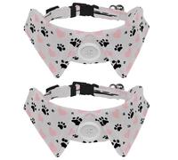 2 Pcs Adjustable Dog Cat Bow Tie, Hearts Paws, Comfortable Durable Pets Bowtie Collar with Bell for Small Dogs Cats Kitten Puppy