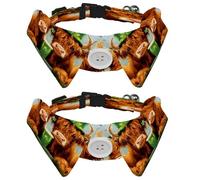 2 Pcs Adjustable Dog Cat Bow Tie, Highland Cow Clovers, Comfortable Durable Pets Bowtie Collar with Bell for Small Dogs Cats Kitten Puppy