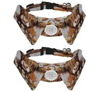 2 Pcs Adjustable Dog Cat Bow Tie, Highland Cow Daisy, Comfortable Durable Pets Bowtie Collar with Bell for Small Dogs Cats Kitten Puppy