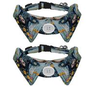 2 Pcs Adjustable Dog Cat Bow Tie, Highland Cow Flowers Rustic, Comfortable Durable Pets Bowtie Collar with Bell for Small Dogs Cats Kitten Puppy
