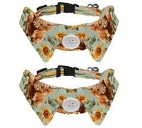 2 Pcs Adjustable Dog Cat Bow Tie, Highland Cow Sunflower, Comfortable Durable Pets Bowtie Collar with Bell for Small Dogs Cats Kitten Puppy