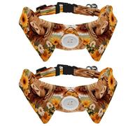2 Pcs Adjustable Dog Cat Bow Tie, Highland Cow Sunflower, Comfortable Durable Pets Bowtie Collar with Bell for Small Dogs Cats Kitten Puppy