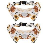 2 Pcs Adjustable Dog Cat Bow Tie, Highland Cows Sunflowers, Comfortable Durable Pets Bowtie Collar with Bell for Small Dogs Cats Kitten Puppy