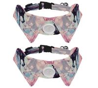 2 Pcs Adjustable Dog Cat Bow Tie, Horses Cherry Blossoms, Comfortable Durable Pets Bowtie Collar with Bell for Small Dogs Cats Kitten Puppy