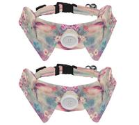 2 Pcs Adjustable Dog Cat Bow Tie, Hummingbird Cherry Blossoms, Comfortable Durable Pets Bowtie Collar with Bell for Small Dogs Cats Kitten Puppy