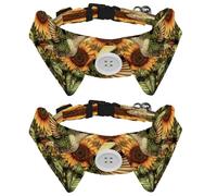 2 Pcs Adjustable Dog Cat Bow Tie, Hummingbird Sunflower, Comfortable Durable Pets Bowtie Collar with Bell for Small Dogs Cats Kitten Puppy