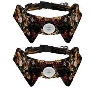 2 Pcs Adjustable Dog Cat Bow Tie, Jungle Tiger, Comfortable Durable Pets Bowtie Collar with Bell for Small Dogs Cats Kitten Puppy