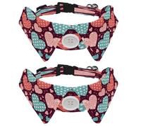 2 Pcs Adjustable Dog Cat Bow Tie, Love Hearts, Comfortable Durable Pets Bowtie Collar with Bell for Small Dogs Cats Kitten Puppy