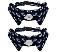2 Pcs Adjustable Dog Cat Bow Tie, Magic Evil Eyes, Comfortable Durable Pets Bowtie Collar with Bell for Small Dogs Cats Kitten Puppy