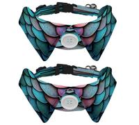 2 Pcs Adjustable Dog Cat Bow Tie, Mermaid Scales, Comfortable Durable Pets Bowtie Collar with Bell for Small Dogs Cats Kitten Puppy