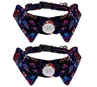 2 Pcs Adjustable Dog Cat Bow Tie, Mushroom Flower, Comfortable Durable Pets Bowtie Collar with Bell for Small Dogs Cats Kitten Puppy
