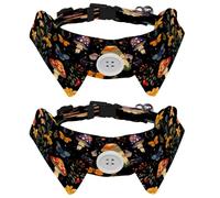 2 Pcs Adjustable Dog Cat Bow Tie, Mushroom Flower, Comfortable Durable Pets Bowtie Collar with Bell for Small Dogs Cats Kitten Puppy