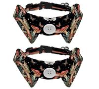 2 Pcs Adjustable Dog Cat Bow Tie, Mushroom Frog, Comfortable Durable Pets Bowtie Collar with Bell for Small Dogs Cats Kitten Puppy