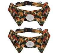 2 Pcs Adjustable Dog Cat Bow Tie, Mushroom Leaves, Comfortable Durable Pets Bowtie Collar with Bell for Small Dogs Cats Kitten Puppy