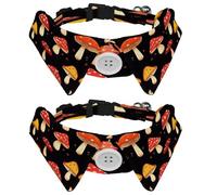 2 Pcs Adjustable Dog Cat Bow Tie, Mushroom Pattern, Comfortable Durable Pets Bowtie Collar with Bell for Small Dogs Cats Kitten Puppy