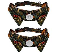 2 Pcs Adjustable Dog Cat Bow Tie, Mushroom Pattern, Comfortable Durable Pets Bowtie Collar with Bell for Small Dogs Cats Kitten Puppy