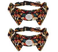 2 Pcs Adjustable Dog Cat Bow Tie, Mushroom Pattern, Comfortable Durable Pets Bowtie Collar with Bell for Small Dogs Cats Kitten Puppy