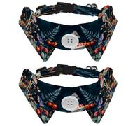 2 Pcs Adjustable Dog Cat Bow Tie, Mushroom Plants Butterfly, Comfortable Durable Pets Bowtie Collar with Bell for Small Dogs Cats Kitten Puppy