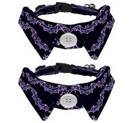2 Pcs Adjustable Dog Cat Bow Tie, Neon Bats, Comfortable Durable Pets Bowtie Collar with Bell for Small Dogs Cats Kitten Puppy
