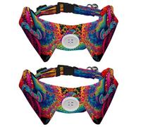 2 Pcs Adjustable Dog Cat Bow Tie, Neon Chameleon, Comfortable Durable Pets Bowtie Collar with Bell for Small Dogs Cats Kitten Puppy
