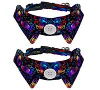 2 Pcs Adjustable Dog Cat Bow Tie, Neon Paws, Comfortable Durable Pets Bowtie Collar with Bell for Small Dogs Cats Kitten Puppy