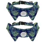 2 Pcs Adjustable Dog Cat Bow Tie, Palm Leaves, Comfortable Durable Pets Bowtie Collar with Bell for Small Dogs Cats Kitten Puppy
