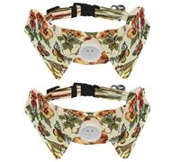 2 Pcs Adjustable Dog Cat Bow Tie, Pansies Bird Flowers, Comfortable Durable Pets Bowtie Collar with Bell for Small Dogs Cats Kitten Puppy