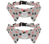 2 Pcs Adjustable Dog Cat Bow Tie, Pink Heart Black Paw, Comfortable Durable Pets Bowtie Collar with Bell for Small Dogs Cats Kitten Puppy