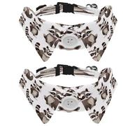 2 Pcs Adjustable Dog Cat Bow Tie, Raccoons Animals, Comfortable Durable Pets Bowtie Collar with Bell for Small Dogs Cats Kitten Puppy