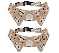 2 Pcs Adjustable Dog Cat Bow Tie, Raccoons Hearts, Comfortable Durable Pets Bowtie Collar with Bell for Small Dogs Cats Kitten Puppy
