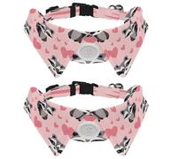 2 Pcs Adjustable Dog Cat Bow Tie, Raccoons Hearts, Comfortable Durable Pets Bowtie Collar with Bell for Small Dogs Cats Kitten Puppy