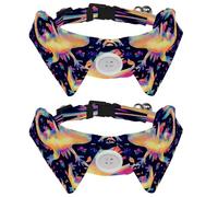 2 Pcs Adjustable Dog Cat Bow Tie, Rainbow Axolotl, Comfortable Durable Pets Bowtie Collar with Bell for Small Dogs Cats Kitten Puppy