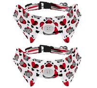 2 Pcs Adjustable Dog Cat Bow Tie, Sloth Hearts, Comfortable Durable Pets Bowtie Collar with Bell for Small Dogs Cats Kitten Puppy