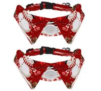 2 Pcs Adjustable Dog Cat Bow Tie, Snowman Cardinal Bird, Comfortable Durable Pets Bowtie Collar with Bell for Small Dogs Cats Kitten Puppy