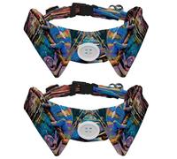 2 Pcs Adjustable Dog Cat Bow Tie, Splash Chameleon, Comfortable Durable Pets Bowtie Collar with Bell for Small Dogs Cats Kitten Puppy