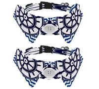 2 Pcs Adjustable Dog Cat Bow Tie, Steering Wheel, Comfortable Durable Pets Bowtie Collar with Bell for Small Dogs Cats Kitten Puppy