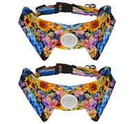 2 Pcs Adjustable Dog Cat Bow Tie, Sunflower Bird Butterflies, Comfortable Durable Pets Bowtie Collar with Bell for Small Dogs Cats Kitten Puppy