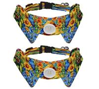 2 Pcs Adjustable Dog Cat Bow Tie, Sunflower Bird Butterfly, Comfortable Durable Pets Bowtie Collar with Bell for Small Dogs Cats Kitten Puppy