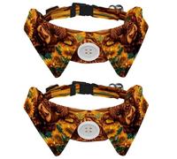 2 Pcs Adjustable Dog Cat Bow Tie, Sunflower Highland Cow, Comfortable Durable Pets Bowtie Collar with Bell for Small Dogs Cats Kitten Puppy