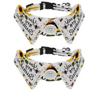 2 Pcs Adjustable Dog Cat Bow Tie, Sunshine Sunflowers, Comfortable Durable Pets Bowtie Collar with Bell for Small Dogs Cats Kitten Puppy