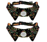 2 Pcs Adjustable Dog Cat Bow Tie, Tropical Chameleon, Comfortable Durable Pets Bowtie Collar with Bell for Small Dogs Cats Kitten Puppy
