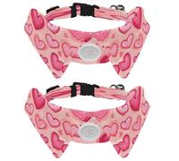 2 Pcs Adjustable Dog Cat Bow Tie, Valentine Hearts, Comfortable Durable Pets Bowtie Collar with Bell for Small Dogs Cats Kitten Puppy