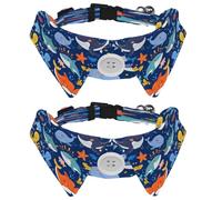 2 Pcs Adjustable Dog Cat Bow Tie, Whale Jellyfish Octopus Sharks, Comfortable Durable Pets Bowtie Collar with Bell for Small Dogs Cats Kitten Puppy